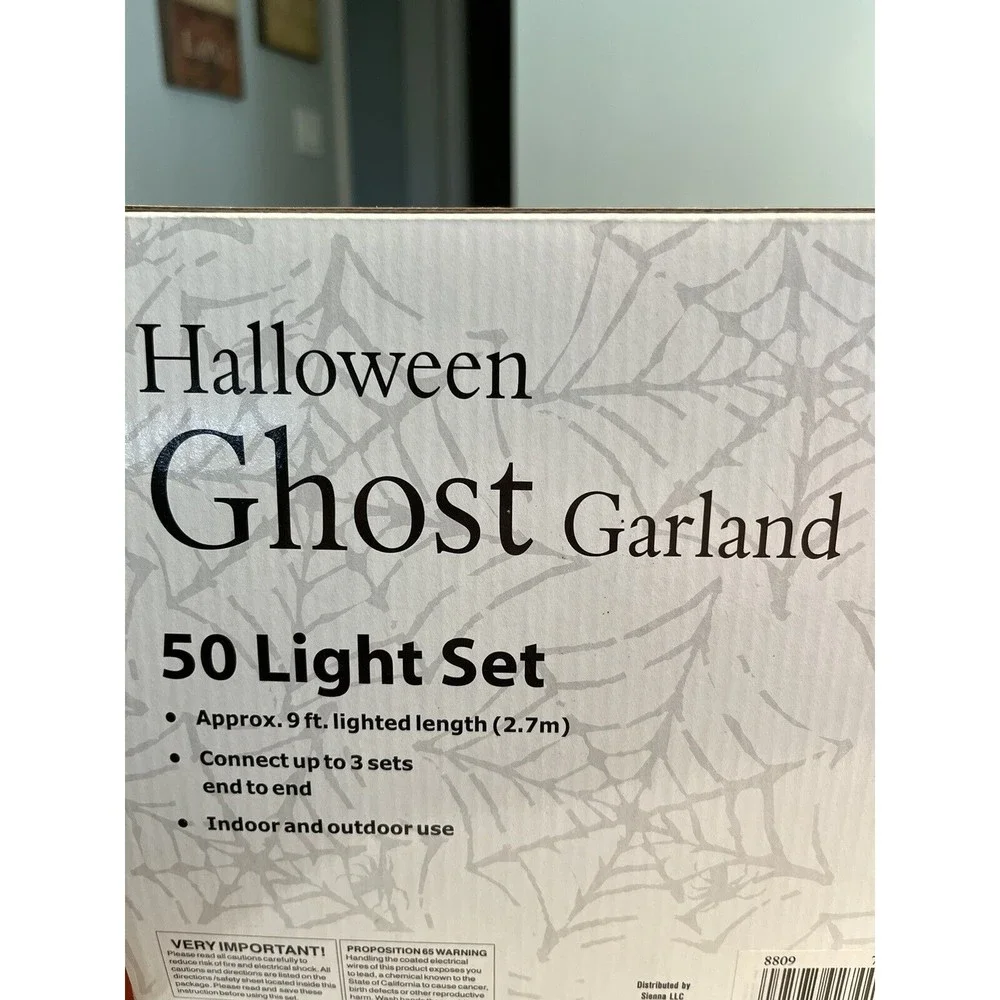 NIB - Lot of 2 - Halloween Ghost Garland Lights & Pumpkin Garland Lights